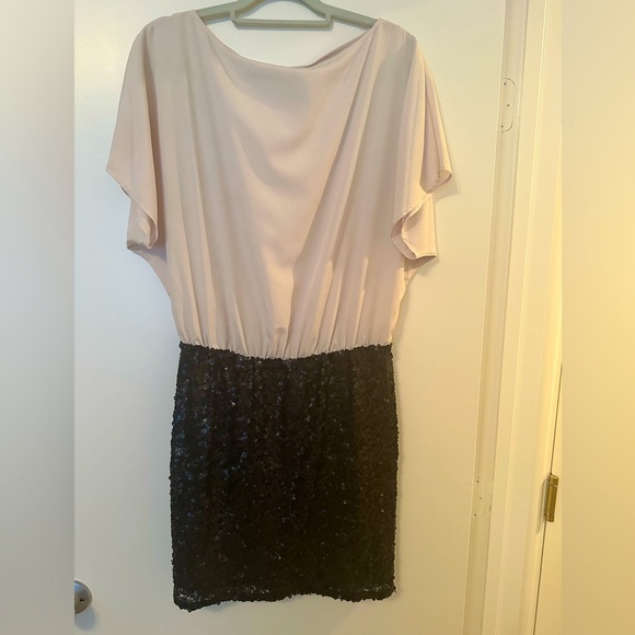 Jennifer Lopez black/cream dress with sequin skirt medium gently worn - Picture 1 of 3
